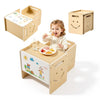 VEVOR Montessori Weaning Table and Chair Set, Wooden, Kids Table and Chair Set for Toddlers 1-5, Step Stool with Whiteboard and 3 Heights Adjustable, Easy to Clean, for Eating Drawing Reading Playing