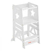 VEVOR Tower Step Stool, 3-Level Height Adjustable Toddler Step Stools for Kids, Kitchen Stool Helper, Bamboo Standing Tower Learning Stool with Safety Rail for Kitchen Counter Bathroom, 350LBS, White
