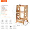 VEVOR Tower Step Stool, 3-Level Height Adjustable Toddler Step Stools for Kids, Bamboo Kids Standing Tower Learning Stool with Safety Rail for Kitchen Counter Bathroom, 350LBS