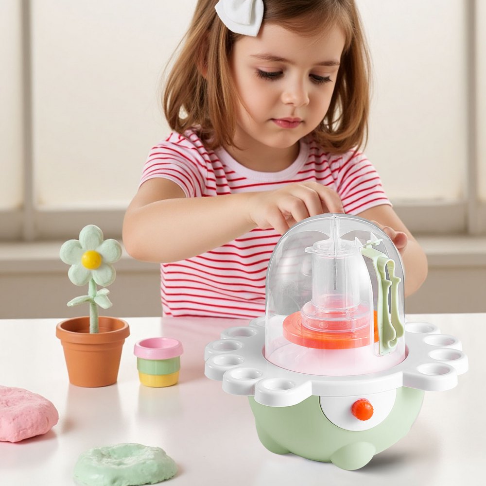 VEVOR Mini Pottery Wheel, 2 in and 3 in Turntables, Adjustable Speed, Electric Clay Wheel for Kids and Beginners, Complete Pottery Set with Clay Sculpting Tools, Gift for Boys and Girls, Green