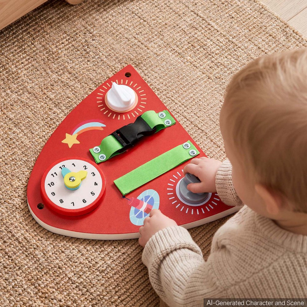 VEVOR Wall Busy Board, 13-in-1 Rocket Montessori Sensory Activity Panels, Learning Activity Center for Daycare, Classroom, Playroom, and Home, Sturdy Wooden Educational Toys, with Mounting Hardware