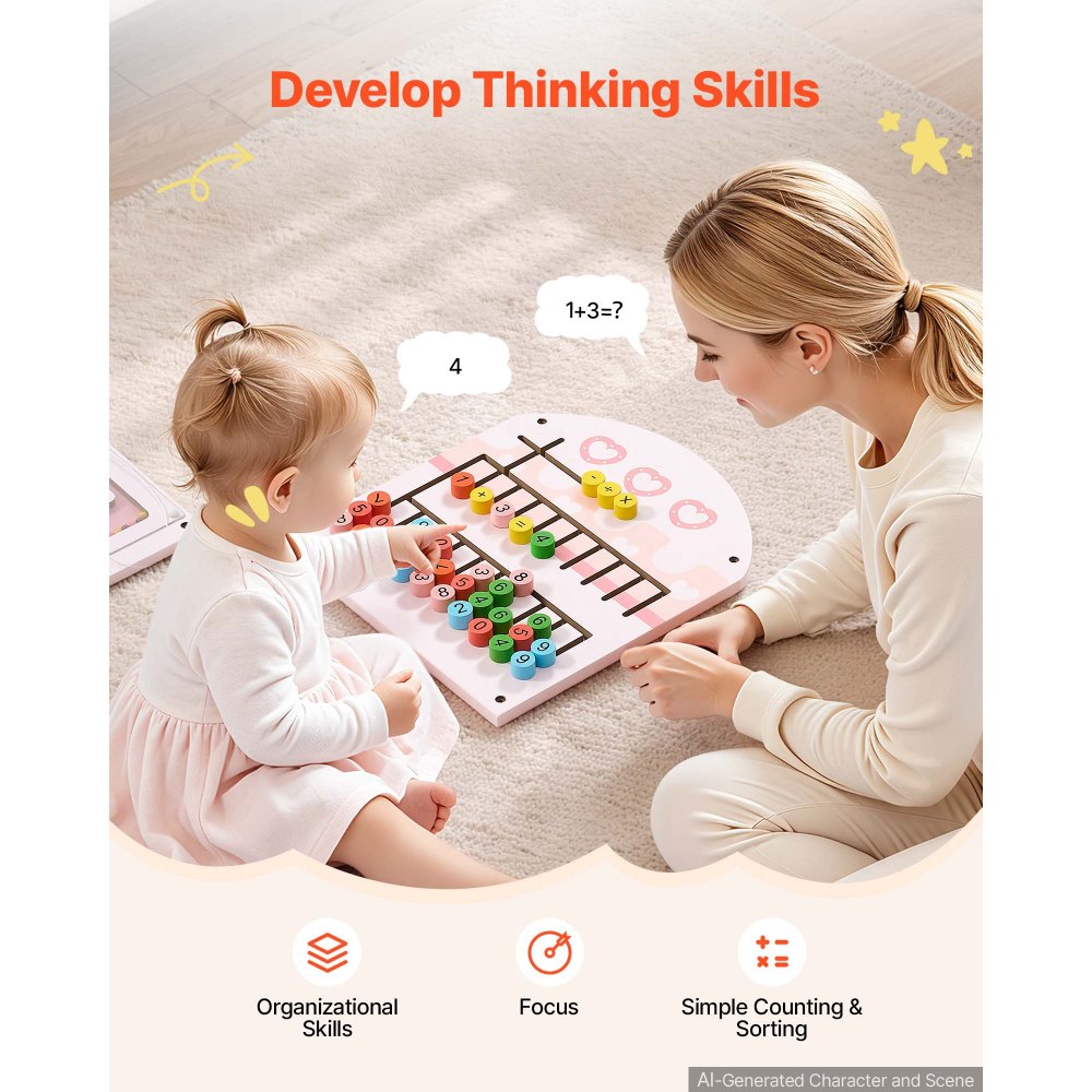 VEVOR Wall Busy Board, 14-in-1 Castle Montessori Sensory Activity Panels, Learning Activity Center for Daycare, Classroom, Playroom, and Home, Sturdy Wooden Educational Toys, with Mounting Hardware