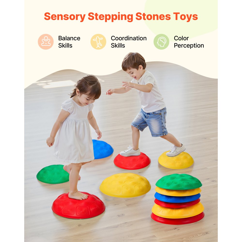 VEVOR Turtle Balance Stepping Stones, 6 PCS, Up to 220 lbs Kids Turtle Jumping Stones Steps Stones, Toddler Obstacle Course Coordination Game Toys Indoor or Outdoor Play for Children Aged 3 4 5 6 7 8+