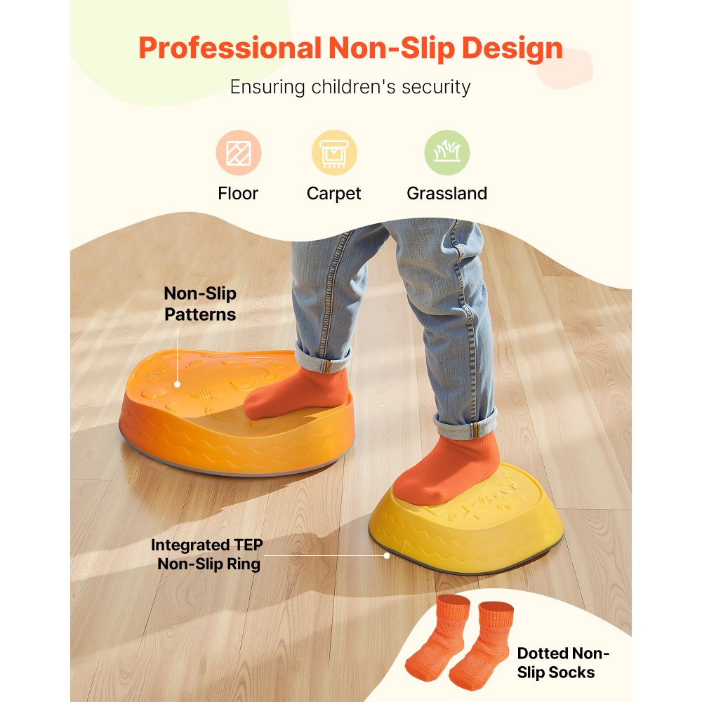 VEVOR Balance Stepping Stones for Kids, 6 PCS, Up to 220 lbs, Non-Slip Toddlers Sensory Stepping Stones, Obstacle Course Coordination Game Toys Indoor or Outdoor Play for Children Aged 3 4 5 6 7 8+