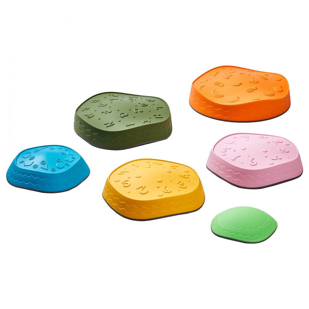 VEVOR Balance Stepping Stones for Kids, 6 PCS, Up to 220 lbs, Non-Slip Toddlers Sensory Stepping Stones, Obstacle Course Coordination Game Toys Indoor or Outdoor Play for Children Aged 3 4 5 6 7 8+