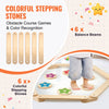 VEVOR Balance Beam Stepping Stones, 6 PCS Wooden Toddler Balance Boards, Montessori Toy for Kids 2-6, Build Coordination and Gross Motor Skills, Gymnastics Course Indoor & Outdoor for Girls Boys Gift