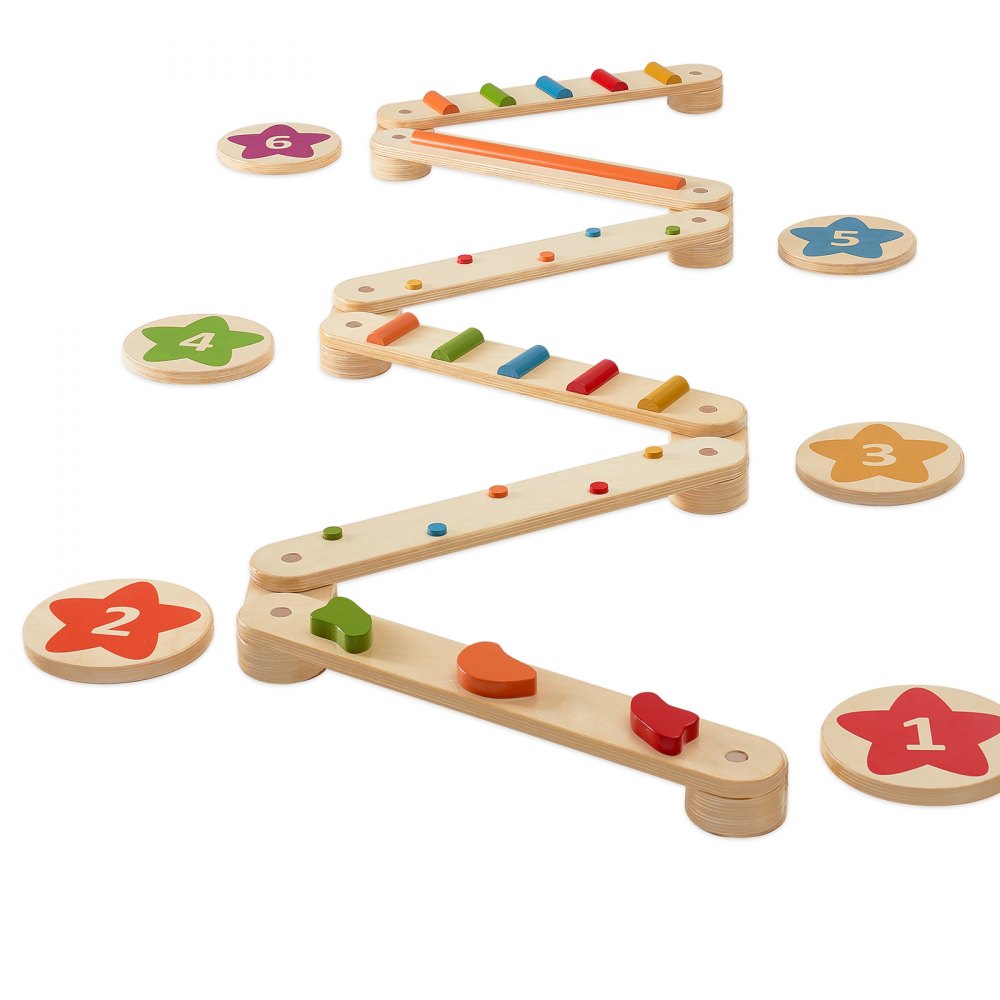 VEVOR Balance Beam Stepping Stones, 6 PCS Wooden Toddler Balance Boards, Montessori Toy for Kids 2-6, Build Coordination and Gross Motor Skills Gymnastics Obstacle Course Indoor Outdoor for Girls Boys