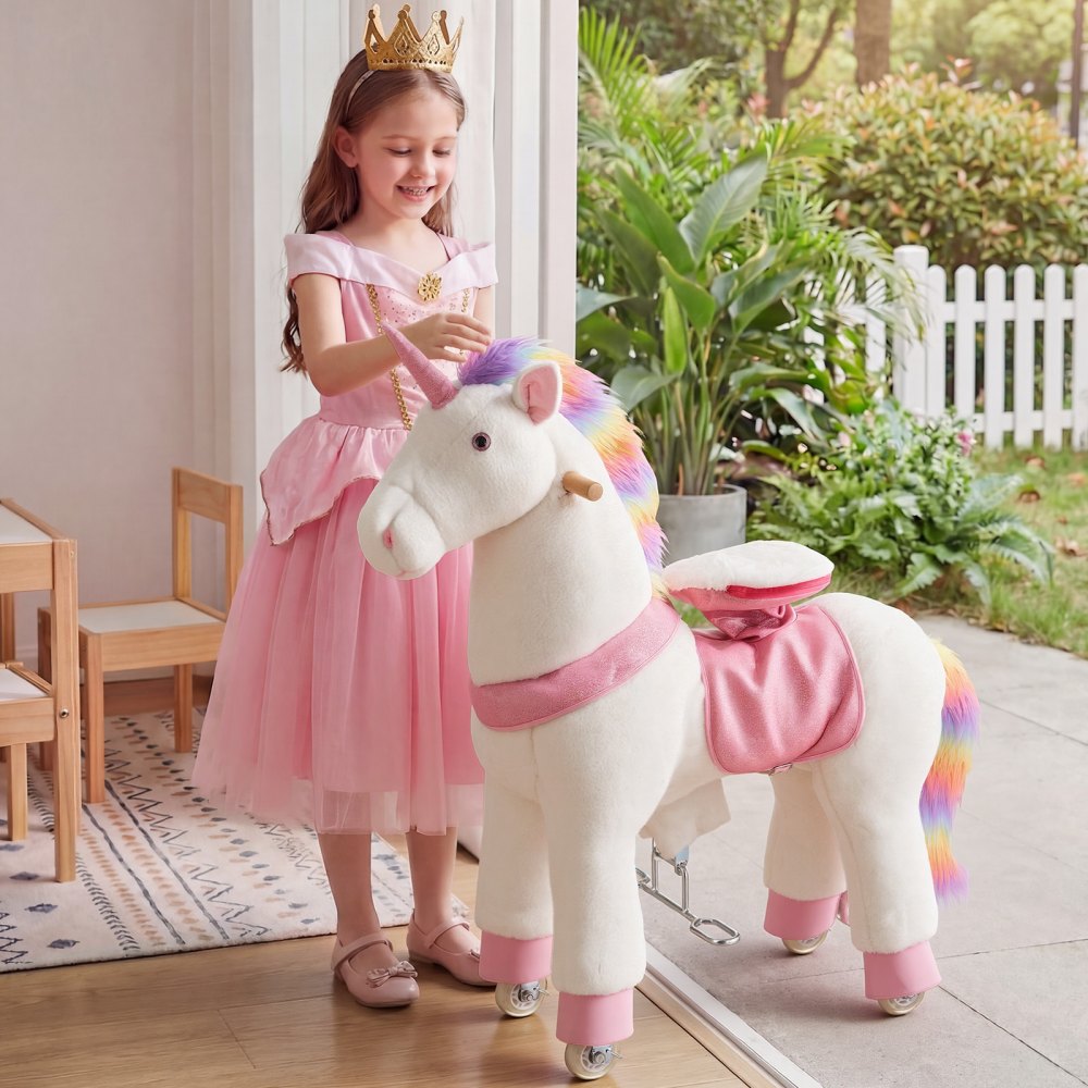 VEVOR Ride On Horse, Riding Unicorn Toys for Kids, No Battery Required, Smooth Wheels with Anti-Roll Stop Ring, Upgraded Raised Seat, Handles, Sturdy Pedals, 176 lbs Max Load Capacity for Ages 6+