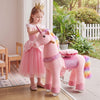 VEVOR Ride On Horse, Riding Pink Unicorn Toys for Kids, No Battery Required, Smooth Wheels with Anti-Roll Stop Ring, Upgraded Raised Seat, Handles, Pedals, 110 lbs Max Load Capacity for Ages 3-8