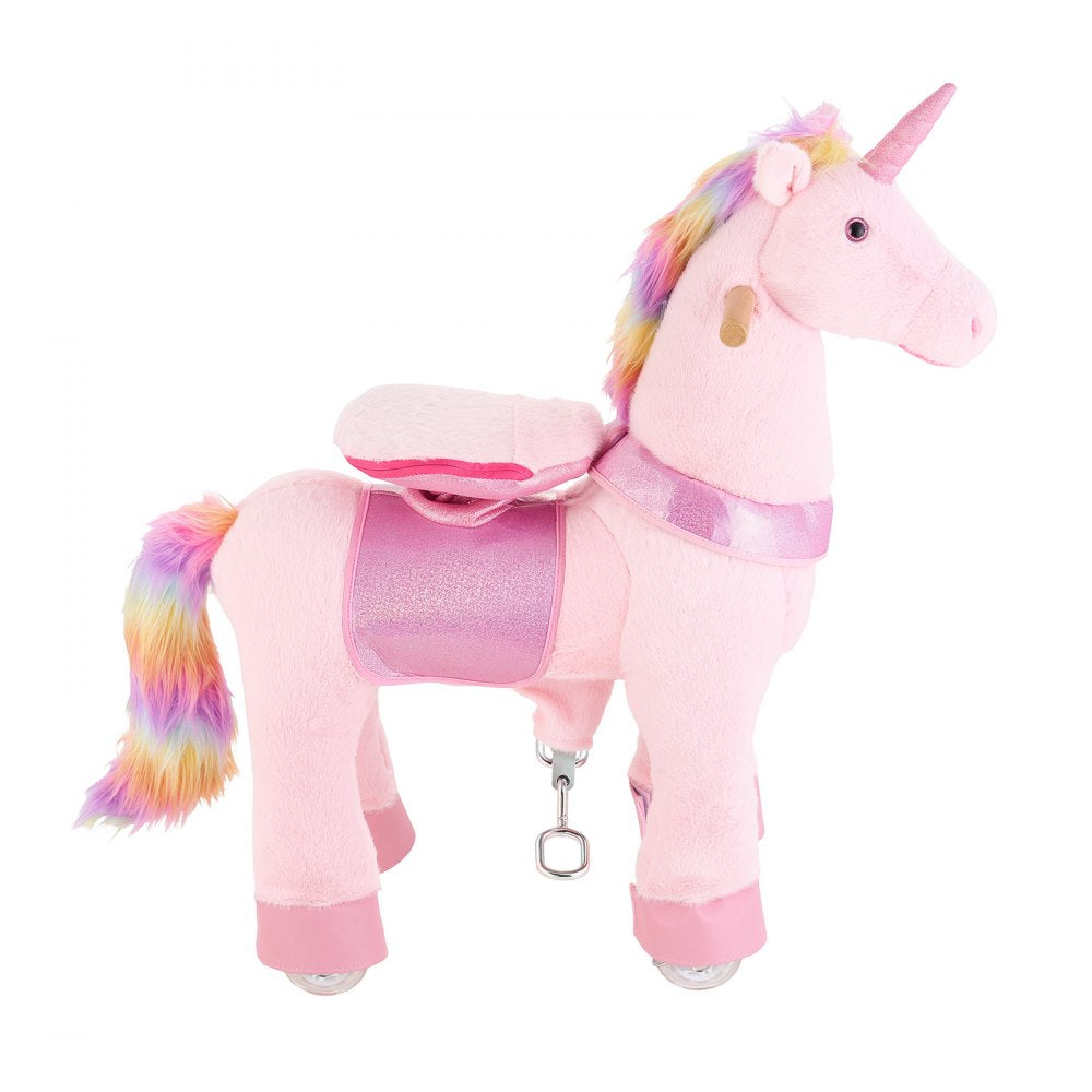 VEVOR Ride On Horse, Riding Pink Unicorn Toys for Kids, No Battery Required, Smooth Wheels with Anti-Roll Stop Ring, Upgraded Raised Seat, Handles, Pedals, 110 lbs Max Load Capacity for Ages 3-8