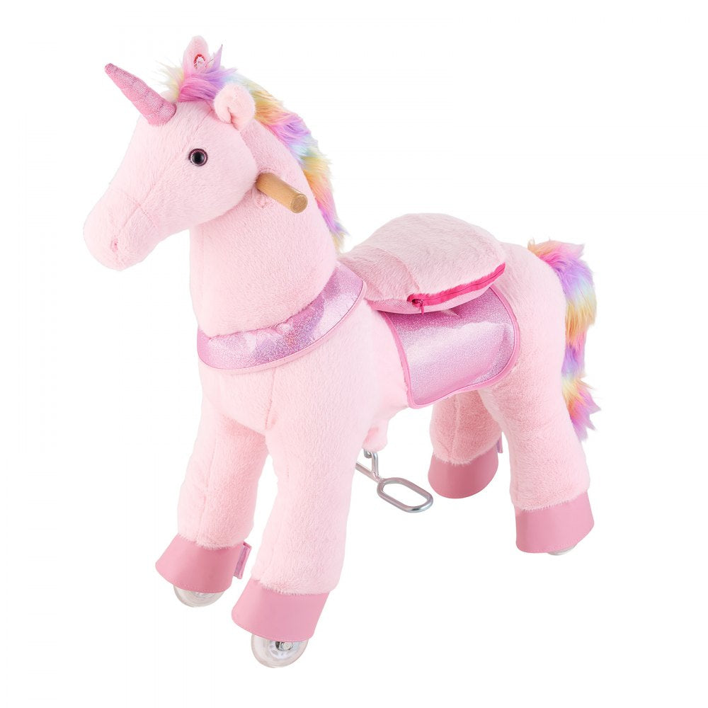 VEVOR Ride On Horse, Riding Pink Unicorn Toys for Kids, No Battery Required, Smooth Wheels with Anti-Roll Stop Ring, Upgraded Raised Seat, Handles, Pedals, 110 lbs Max Load Capacity for Ages 3-8