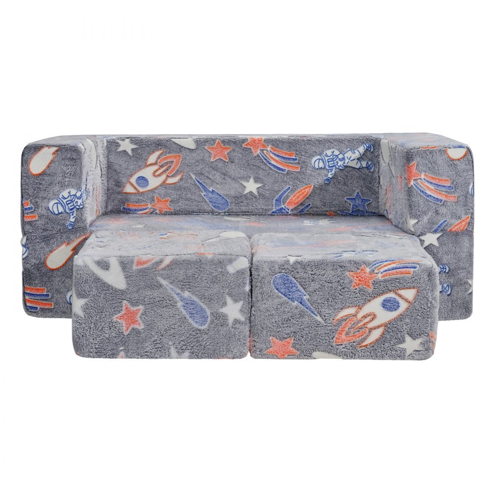 VEVOR Kids Couch, 4Pcs Toddler Couch Sofa Bed, Kids Chair Seat Playroom Furniture, Child Sectional Sofa with Removable Cover for Kids Girls & Boys, Dark Grey