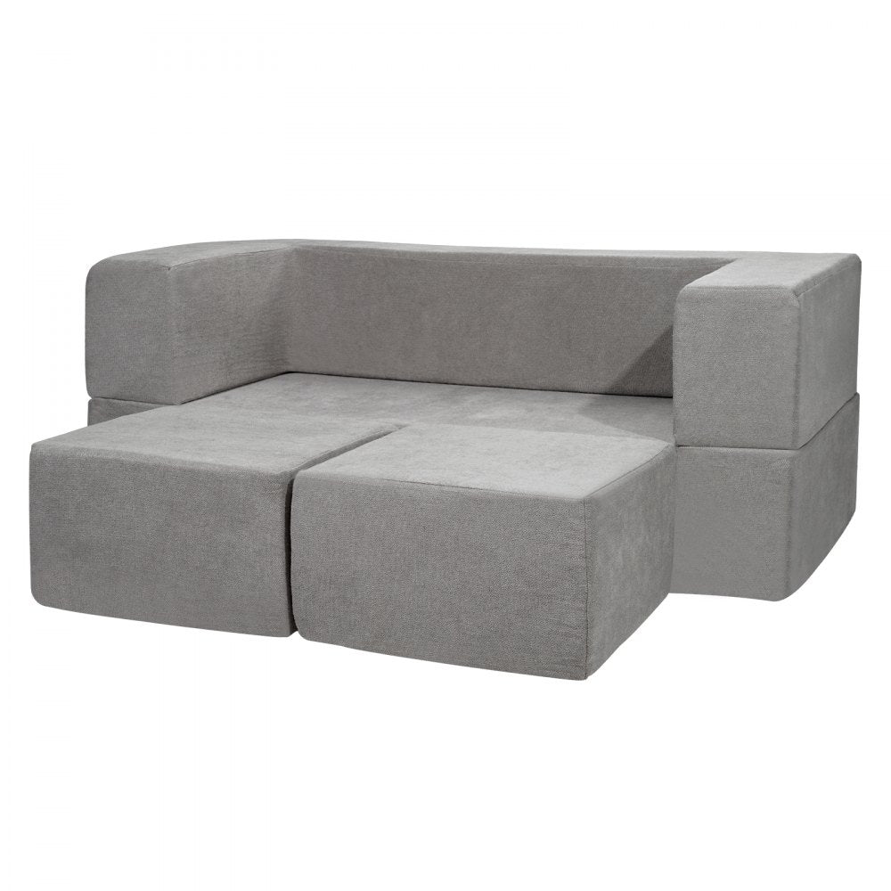 VEVOR Kids Couch, 4Pcs Modular Kids Play Couch, Toddler Couch Sofa Bed, Kids Chair Seat Playroom Furniture, Child Sectional Sofa with Removable Cover for Kids Girls & Boys, Grey