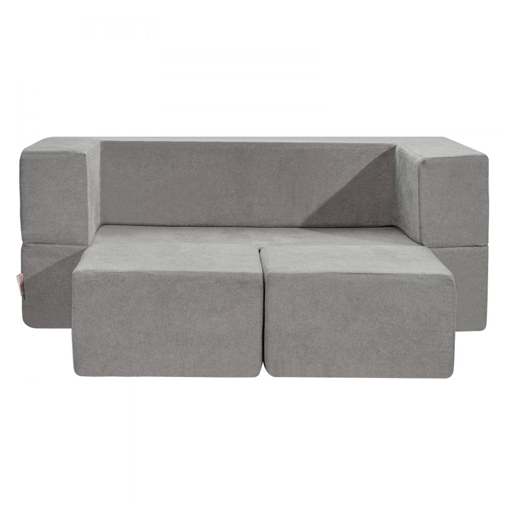 VEVOR Kids Couch, 4Pcs Modular Kids Play Couch, Toddler Couch Sofa Bed, Kids Chair Seat Playroom Furniture, Child Sectional Sofa with Removable Cover for Kids Girls & Boys, Grey