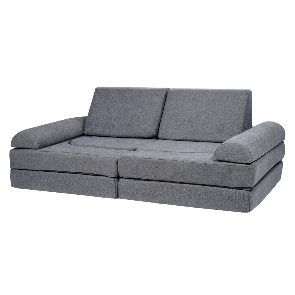 VEVOR Kids Couch, 10Pcs Modular Kids Play Couch, Toddler Couch Sofa Bed, Kids Chair Seat Playroom Furniture, Kids Sofa with Removable Cover for Kids Girls & Boys, Grey