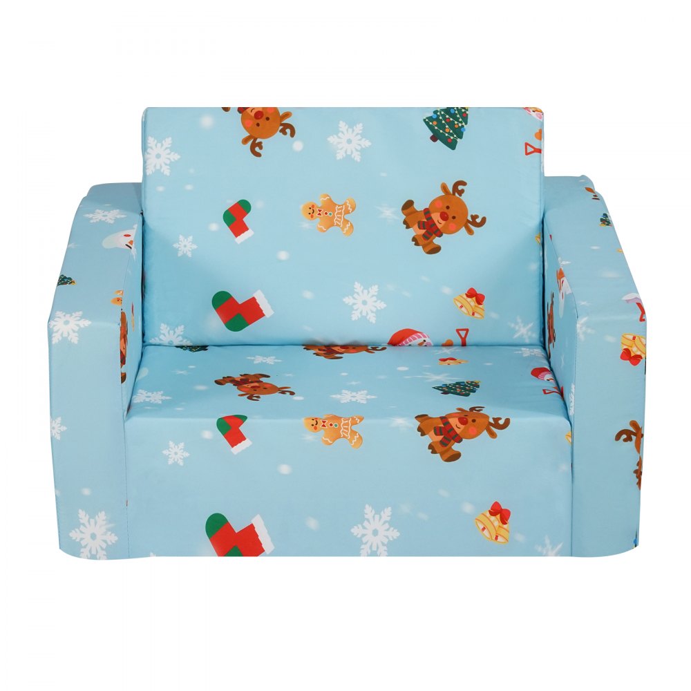 VEVOR Kids Couch, 2-in-1 Toddler Chairs Comfy, Toddler Couch Sofa Bed Fold Out, Convertible Sofa to Lounger, Kids Chair Seat Playroom Furniture for Kids Girls & Boys, Sky Blue