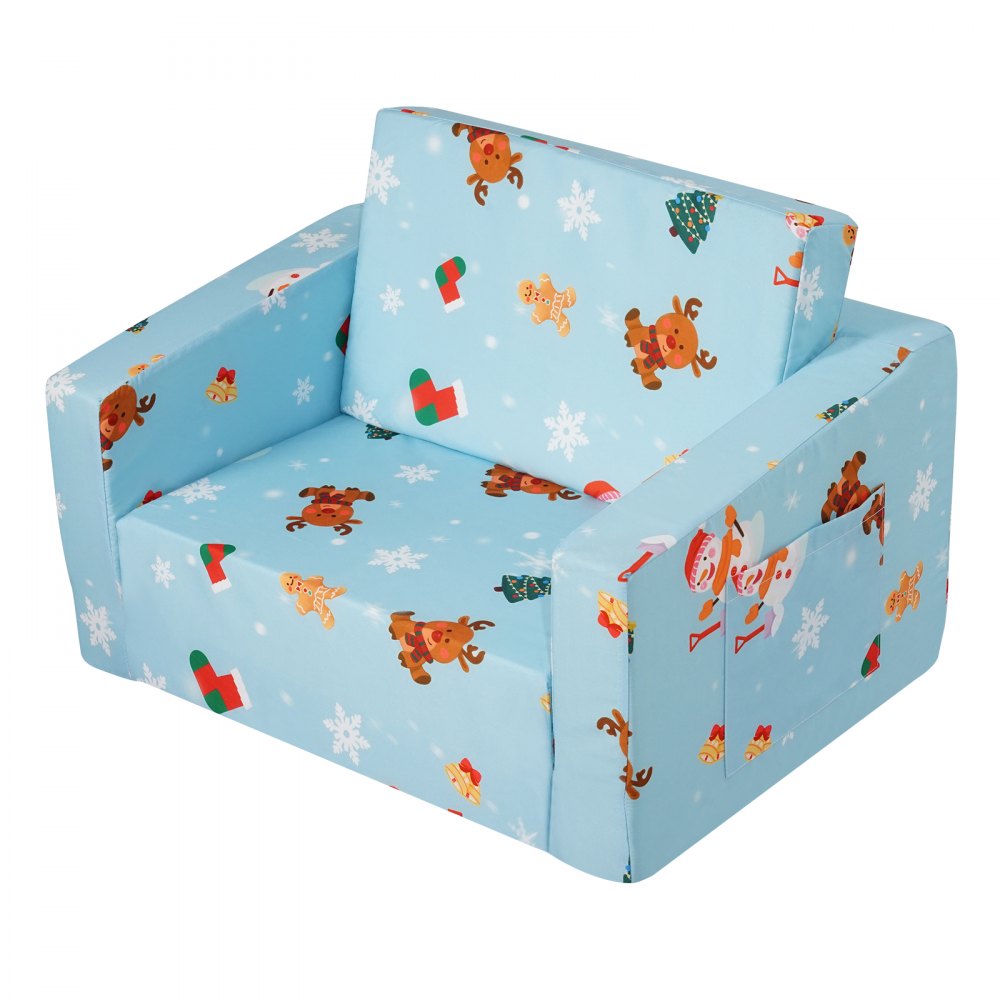 VEVOR Kids Couch, 2-in-1 Toddler Chairs Comfy, Toddler Couch Sofa Bed Fold Out, Convertible Sofa to Lounger, Kids Chair Seat Playroom Furniture for Kids Girls & Boys, Sky Blue