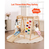 VEVOR Indoor Jungle Gym, 7-in-1 Toddler Indoor Playground, 47.2 x 58 x 56 inch, with Wood and Rope Ladder, Net Ladder, Swing, Monkey Bar, Slide, Climbing Wall, Wooden Indoor Climbing Toys for Kids