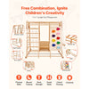 VEVOR Indoor Jungle Gym, 7-in-1 Toddler Indoor Playground, 47.2 x 58 x 56 inch, with Wood and Rope Ladder, Net Ladder, Swing, Monkey Bar, Slide, Climbing Wall, Wooden Indoor Climbing Toys for Kids