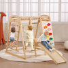 VEVOR Indoor Jungle Gym, 7-in-1 Toddler Indoor Playground, 47.2 x 58 x 56 inch, with Wood and Rope Ladder, Net Ladder, Swing, Monkey Bar, Slide, Climbing Wall, Wooden Indoor Climbing Toys for Kids