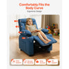 VEVOR Kids Recliner Chair, Toddler Lounger with Cup Holders & Pockets, 107° to 126° Adjustable Back, Breathable Polyester Upholstery Reclining Sofa with Foot-rest, for Boys and Girls, Children (Blue)