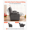 VEVOR Kids Recliner Chair, Toddler Lounger with Cup Holders & Pockets, 107° to 126° Adjustable Back, Breathable Polyester Upholstery Reclining Sofa with Foot-rest, for Boys and Girls, Children (Gray)
