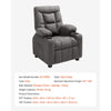 VEVOR Kids Reclining Chair, Toddler Recliner with Cup Holders and Pockets, 107° to 126° Adjustable Backrest, Breathable Polyester Fabric Recliner Couch with Footrest, for Boys & Girls, Children(Grey)