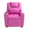 VEVOR Kids Reclining Chair, Toddler Recliner with Cup Holder, 101° to 121° Adjustable Backrest, Easy-to-Clean PU Leather Recliner Couch with Footrest, 90 lbs Load, for Boys & Girls, Children (Pink)