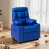 VEVOR Kids Reclining Chair, Toddler Recliner with Cup Holders and Pockets, 107° to 126° Adjustable Backrest, Easy-to-Clean PU Leather Recliner Couch with Footrest, for Boys & Girls, Children (Blue)