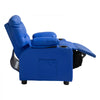 VEVOR Kids Reclining Chair, Toddler Recliner with Cup Holders and Pockets, 107° to 126° Adjustable Backrest, Easy-to-Clean PU Leather Recliner Couch with Footrest, for Boys & Girls, Children (Blue)