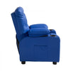 VEVOR Kids Reclining Chair, Toddler Recliner with Cup Holders and Pockets, 107° to 126° Adjustable Backrest, Easy-to-Clean PU Leather Recliner Couch with Footrest, for Boys & Girls, Children (Blue)