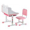VEVOR Kids Study Chair and Desk Set, Study Desk and Chair for Kids with Bookshelf and Storage Drawer, Adjustable Height Kids Study Desk with Chair, Children Study Table for Bedroom & Study Room, Pink