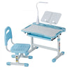 VEVOR Kids Study Chair and Desk Set, Study Desk and Chair for Kids with Table Lamp, Adjustable Height & 0-40° Tilted Desktop Kids Desk and Chair, Children Study Table for Bedroom & Study Room, Blue