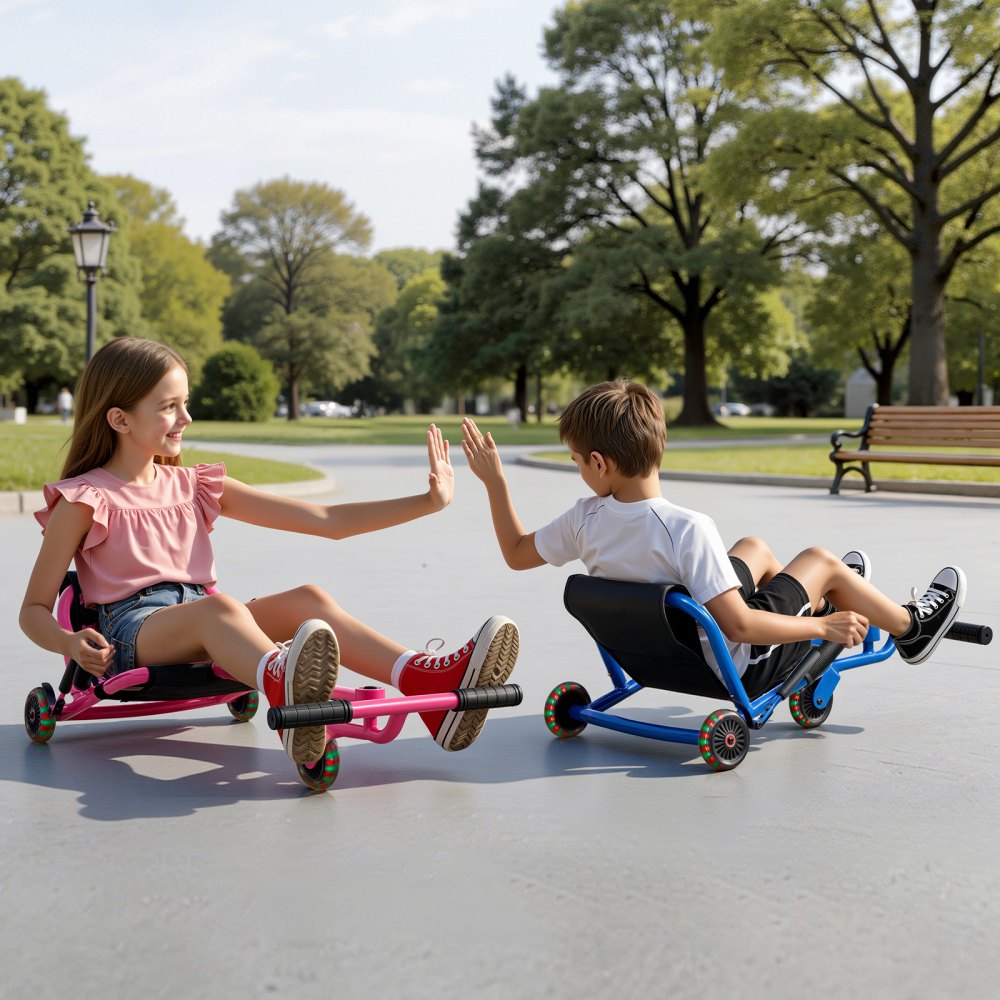 VEVOR Ride on Scooter 150 lbs Swing Side-to-Side for Amazing Riding Pink, for Ages 4+, Powered by Zig-Zag Motion, Ride on Toy with 3 Adjustable Length, Brake Lever, Hard Surface Indoor & Outdoor