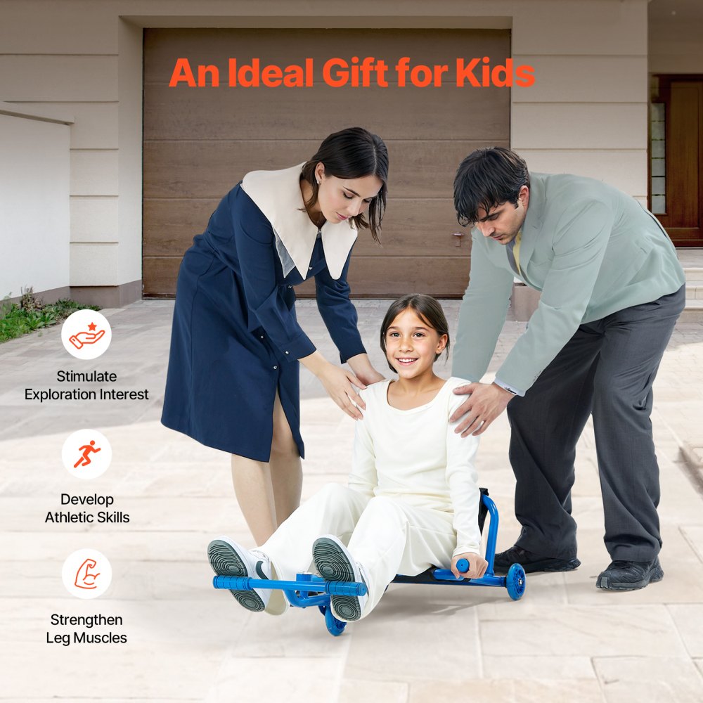 VEVOR Ride on Scooter, Load Capacity of 198 lbs, Swing Side-to-Side for Amazing Ride Powered by Zig-Zag Motion, Ride on Drifting Toy for Ages 10+, Rides on Any Hard Surface for Indoor & Outdoor, Blue