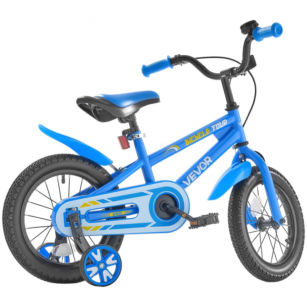 VEVOR Kids Bike, 14 Inches BMX Style Children Bicycle, Rider Height 2.95 ft - 3.77 ft, Training Wheels Included, Sturdy and Easy to Assemble, Toddler Bike for Boys & Girls Learning to Ride, Blue