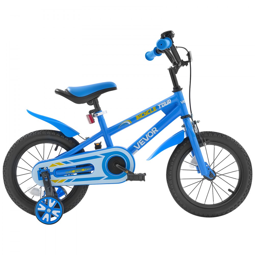 VEVOR Kids Bike, 14 Inches BMX Style Children Bicycle, Rider Height 2.95 ft - 3.77 ft, Training Wheels Included, Sturdy and Easy to Assemble, Toddler Bike for Boys & Girls Learning to Ride, Blue