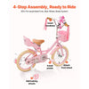 VEVOR Kids Bike, 16 Inches Princess Style Children Bicycle with Streamers & Basket, Rider Height 3.28 ft - 4.27 ft, Doll Seat & Training Wheels Included, Toddler Bike for Girls Learning to Ride, Pink