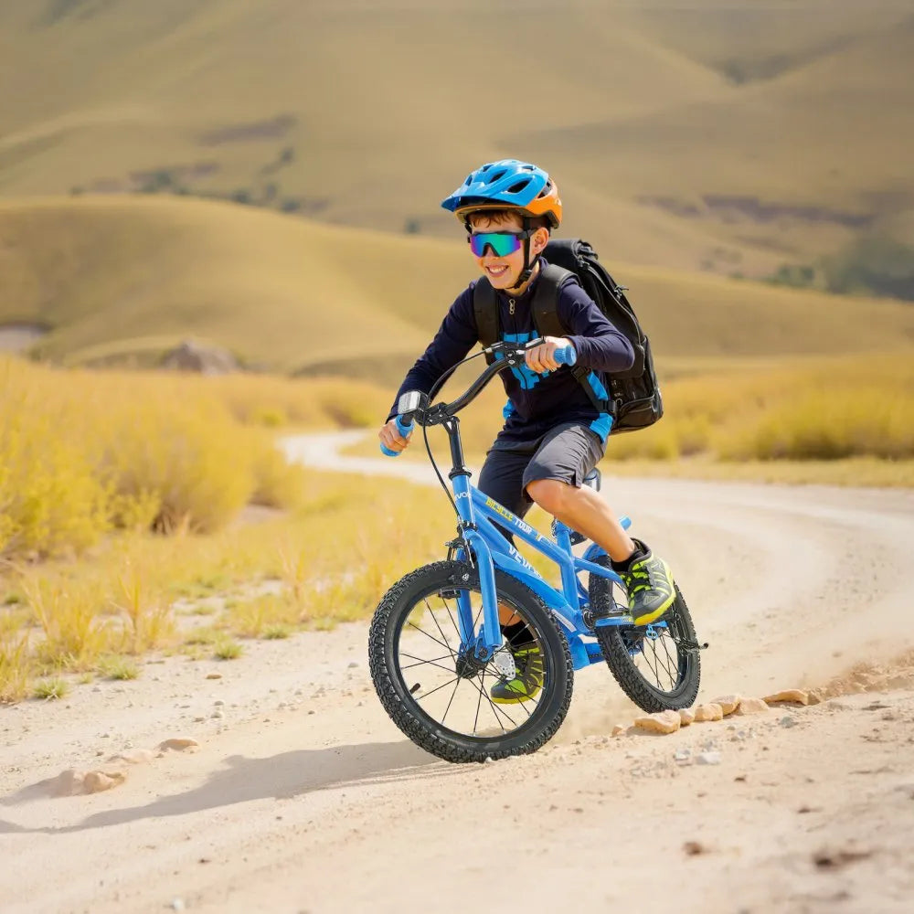 VEVOR Kids Bike, 18 Inches BMX Style Children Bicycle, Rider Height 3.61 ft - 4.59 ft, Training Wheels Included, Sturdy and Easy to Assemble, Toddler Bike for Boys & Girls Learning to Ride, Blue