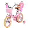 VEVOR Kids Bike, 14 Inch Children Bicycle, Training Wheels Princess Pink, for Girls Ages 3-5, Adjustable Seat, Front Brake and Rear Coaster Brake, Front Basket, Doll Seat, High-Carbon Steel Frame