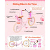 VEVOR Kids Bike, 18 Inch Children Bicycle, Kickstand Princess Style Pink, for Girls Ages 5-8, Adjustable Seat, Front Brake and Rear Drum Brake, Front Basket, Doll Seat, High-Carbon Steel Frame
