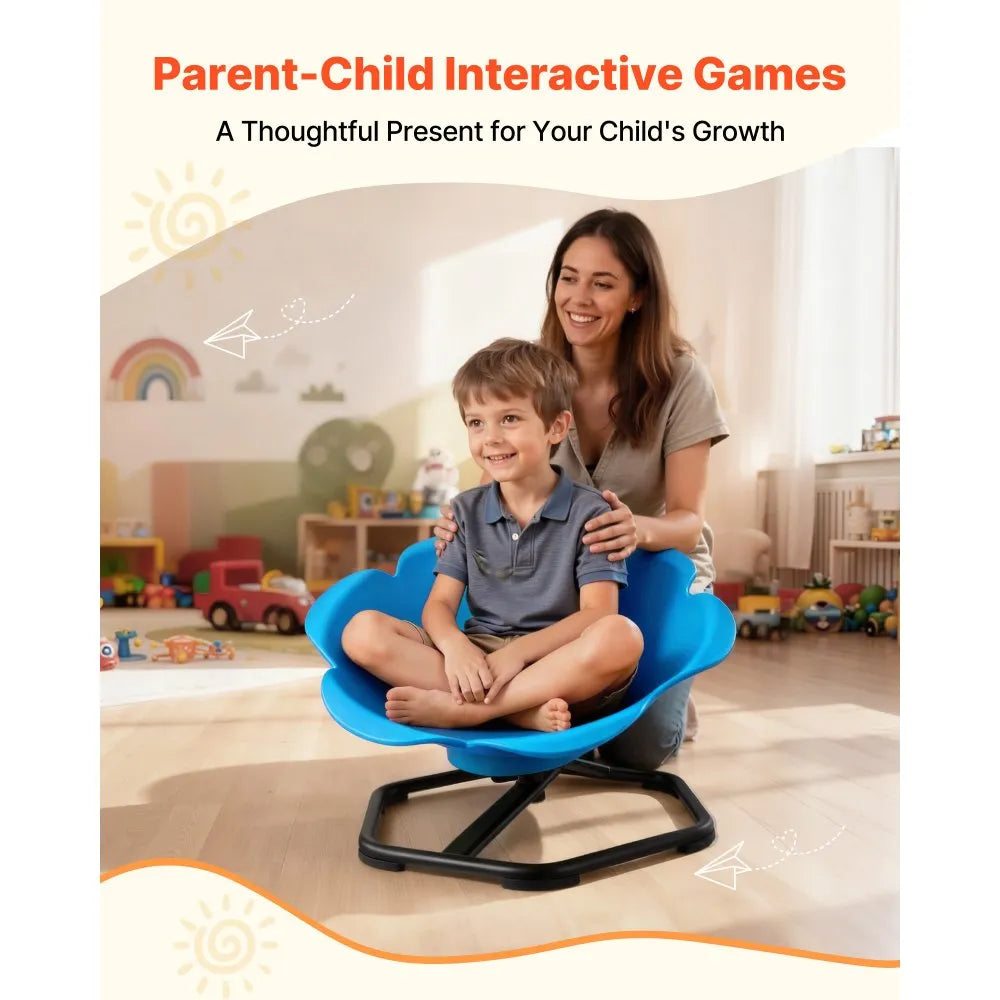 VEVOR Kids Swivel Chair, 220 lbs Capacity, Cylinder Shape Sensory Spinning Chair, Autistic Kids Sensory Toy Seat with Non-Slip Metal Base, Toddler Sit & Spin Seat for Coordination Balance Focus, Blue