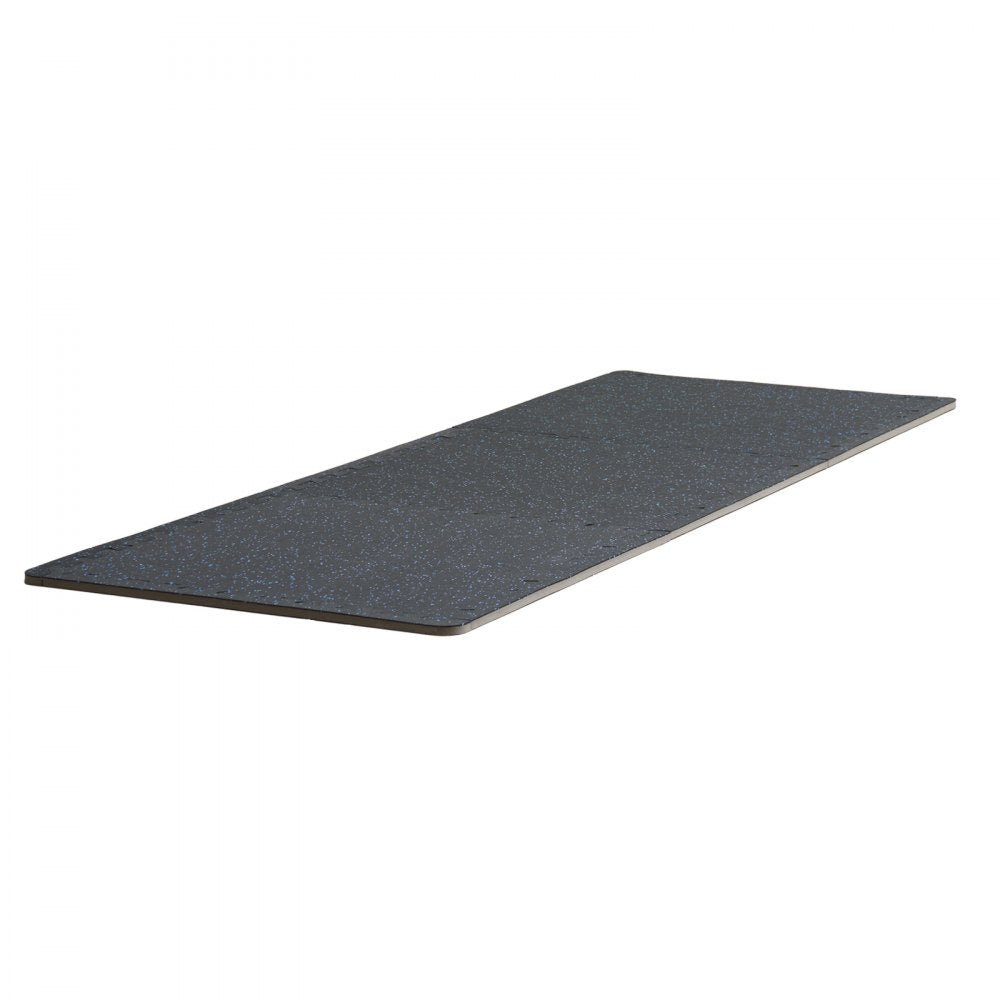 VEVOR 0.56 Inch Thick Gym Floor Mats, 6 Tiles Rubber Top with EVA Foam, 25" x 25" Gym Flooring Workout Mats with 25 sq.ft Coverage, Interlocking Puzzle Gym Mats for Gym, Home, Garage, Black & Blue
