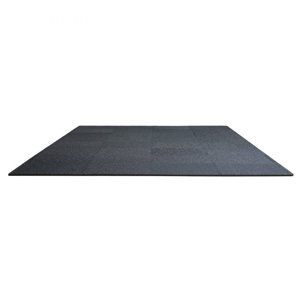 VEVOR 0.56 Inch Thick Gym Floor Mats, 6 Tiles Rubber Top with EVA Foam, 25" x 25" Gym Flooring Workout Mats with 25 sq.ft Coverage, Interlocking Puzzle Gym Mats for Gym, Home, Garage, Black & White