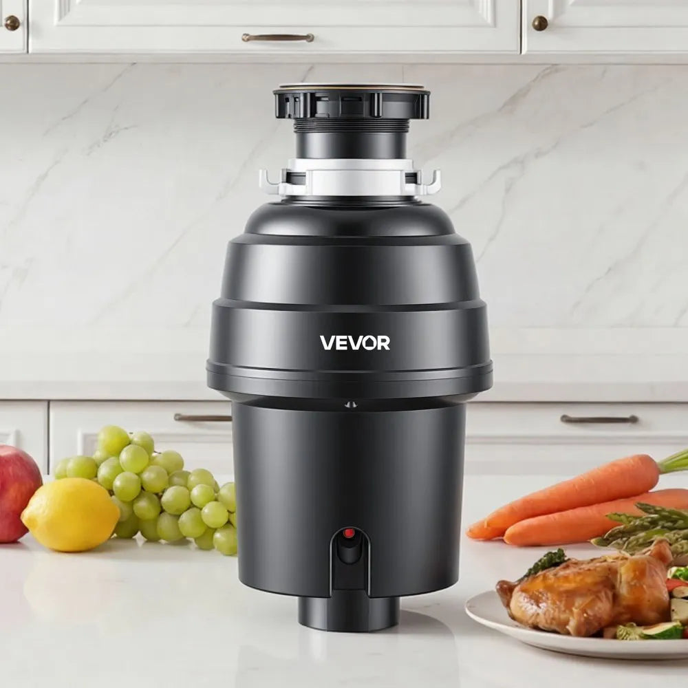 VEVOR Food Waste Garbage Disposal, 1HP 3500RPM DC Motor, Continuous Feed Kitchen Sink Garbage Disposer, EZ Connect Food Waste Grinding System with Sound Reduction & Power Cord for Kitchens