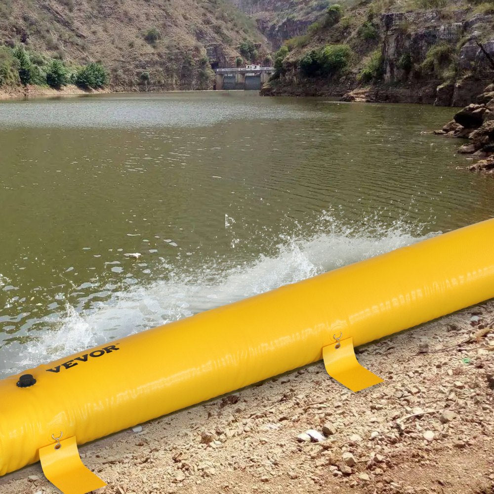 VEVOR Flood Barrier, 12 ft Length x 12 in Height Sandbag Alternative, Water Barrier for Flooding with Great Waterproof Effect, Reusable PVC Water Diversion Tubes, Flood Barriers for Home, Door, Garage