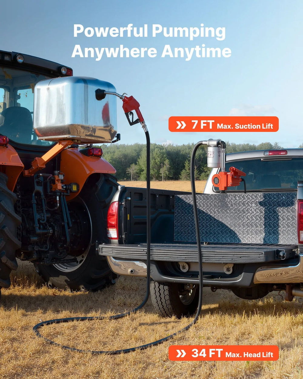 VEVOR Fuel Transfer Pump, 12V DC 10 GPM, Portable Diesel Transfer Pump Kit, with Auto Shut-Off Nozzle, Discharge Hose, Overheat Protection, Power Cable, Explosion-Proof, for Gasoline Diesel Kerosene