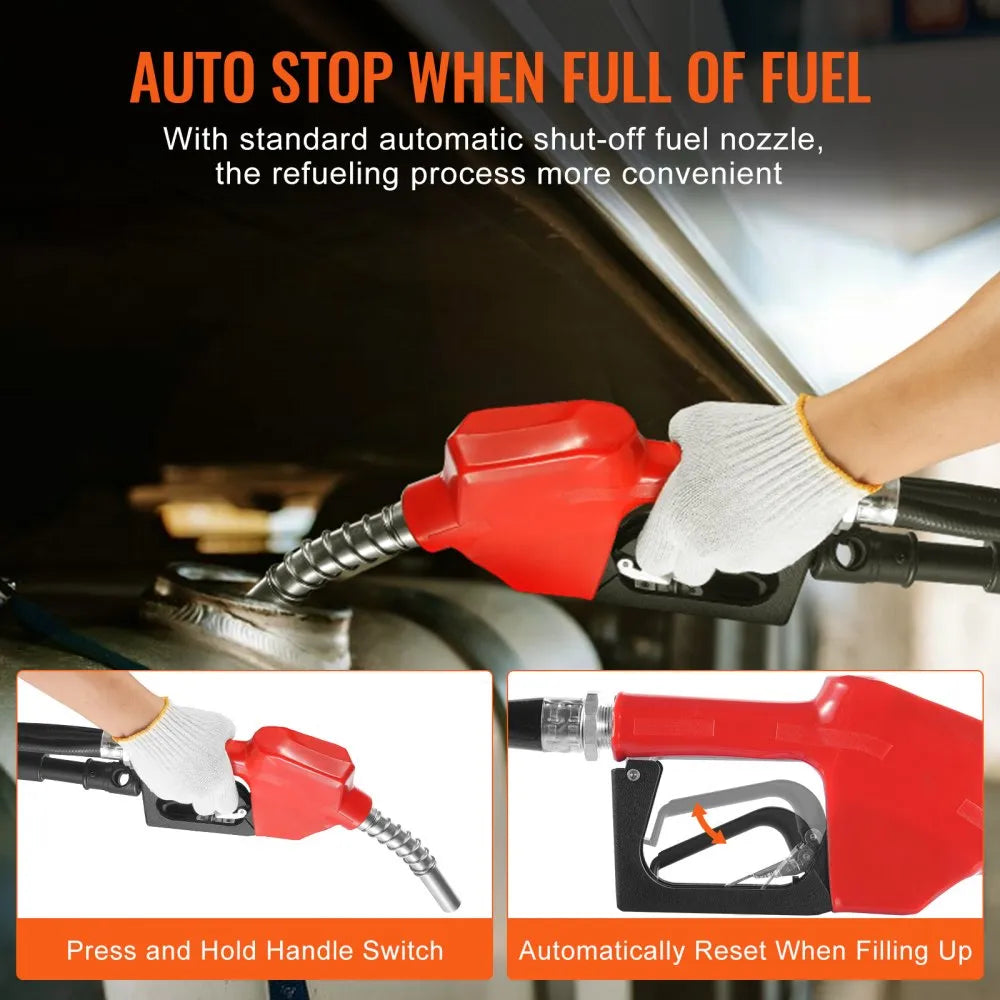VEVOR Fuel Transfer Pump, 12V DC 15 GPM 1/4 HP, Portable Electric Diesel Transfer Pump with Auto Shut-Off Fuel Nozzle, Long Inlet & Outlet Hose for Gasoline, Diesel, Kerosene, Methanol Blends