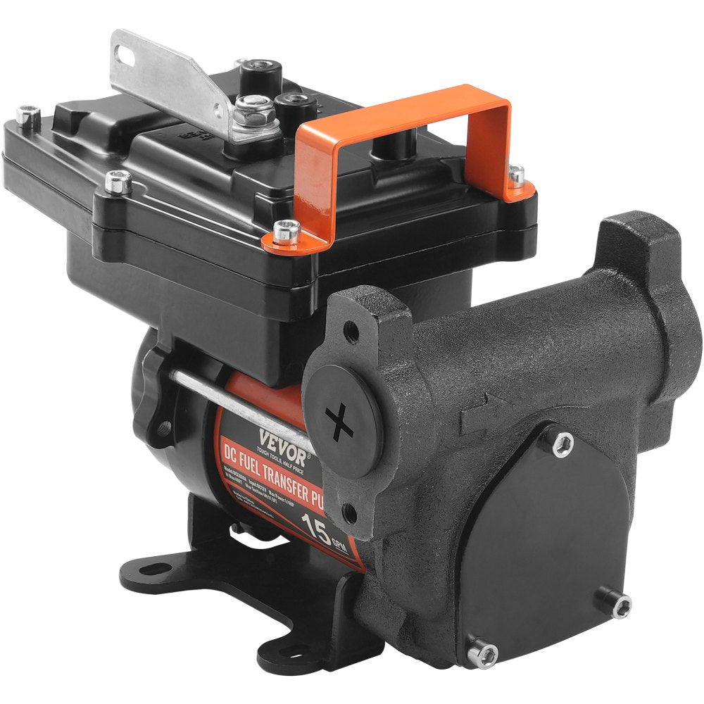 VEVOR Fuel Transfer Pump, 12V DC 15 GPM 1/4 HP, Portable Electric Diesel Transfer Pump with Auto Shut-Off Fuel Nozzle, Long Inlet & Outlet Hose for Gasoline, Diesel, Kerosene, Methanol Blends