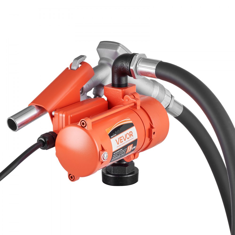 VEVOR Fuel Transfer Pump, 12V DC 15 GPM, Cast Iron Diesel Transfer Pump Kit, with Manual Nozzle, Discharge Hose, Overheat Protection, Power Cable, Explosion-Proof, for Gasoline Diesel Kerosene & More